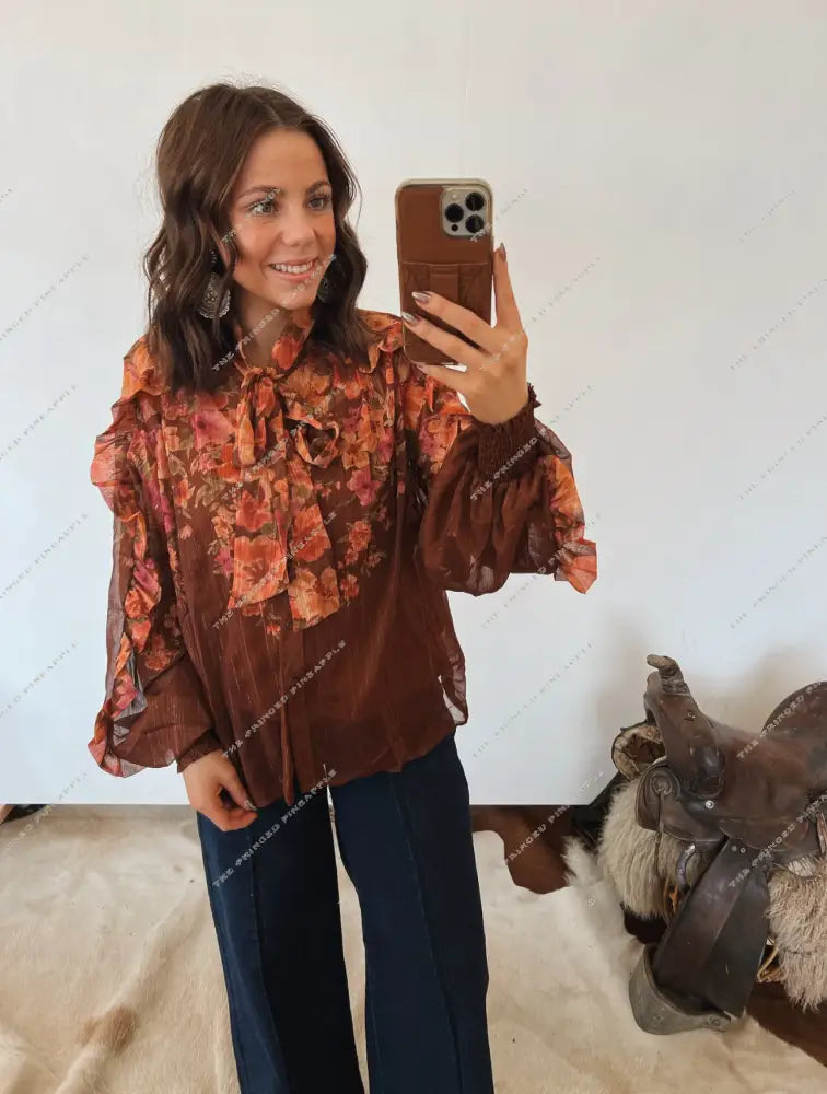 Azalea Blooms Ruffle Blouse