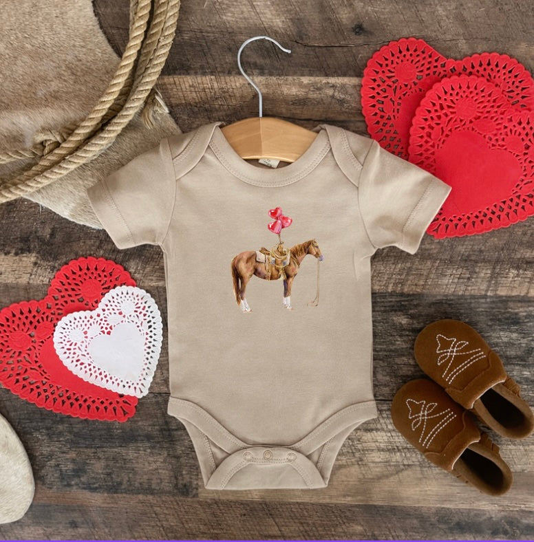 Balloon Horse Valentines (Onesie/Youth Tee)(clay)