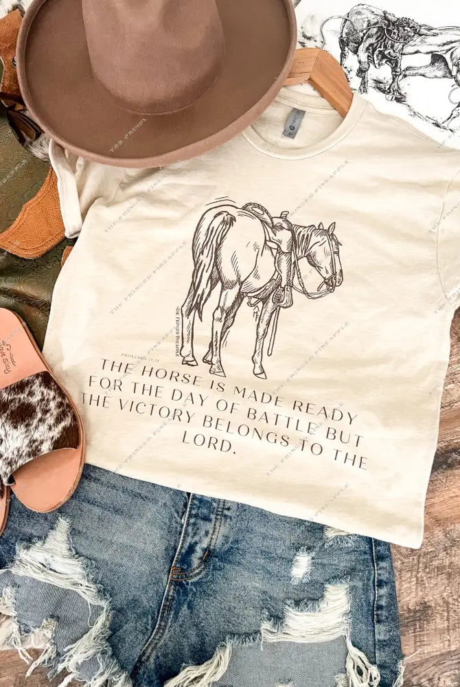 Battle Horse Tee or Sweatshirt (cream) (Adult)