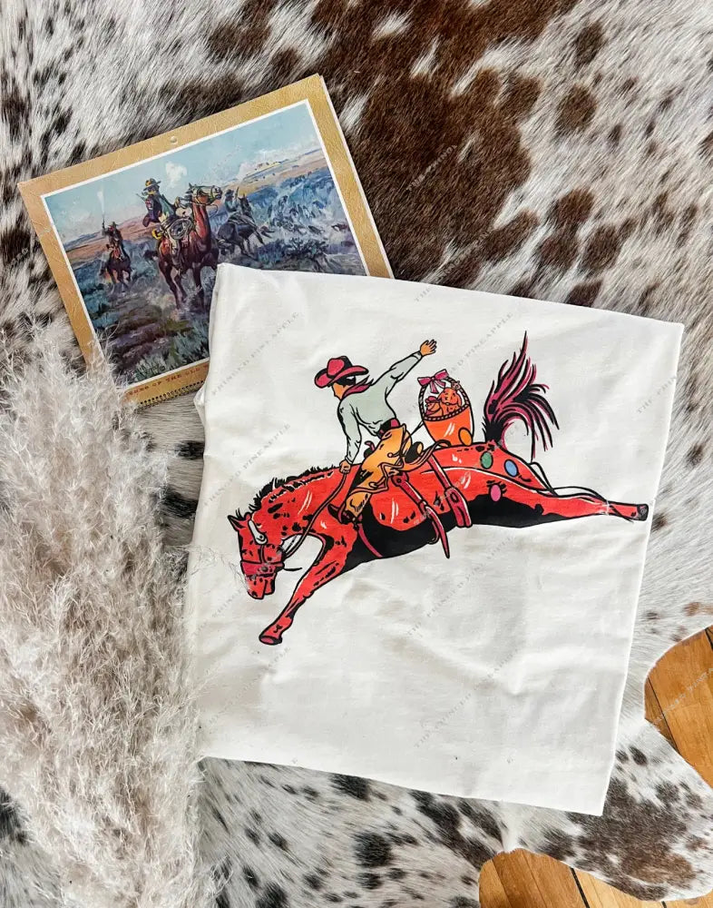 Bronc Cowboy Easter Design (Youth Onesie/Tee)(cream)