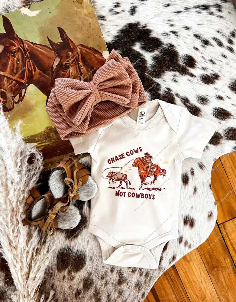 Chase Cows Not Cowboys Onesie (little kid)natural)