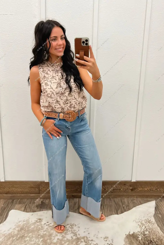 Chic Cowday’s Cowgirl Ruffle Neck Tank