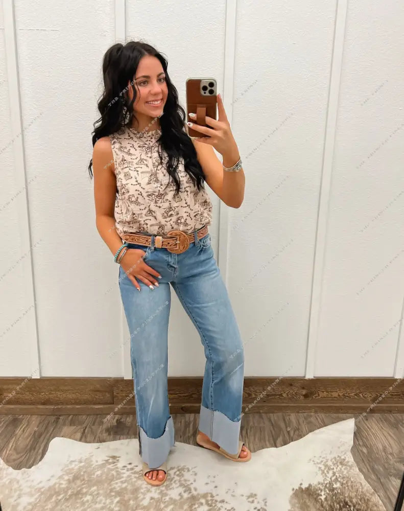Chic Cowday’s Cowgirl Ruffle Neck Tank