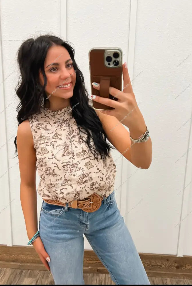 Chic Cowday’s Cowgirl Ruffle Neck Tank