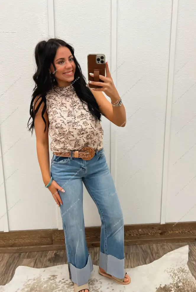 Chic Cowday’s Cowgirl Ruffle Neck Tank
