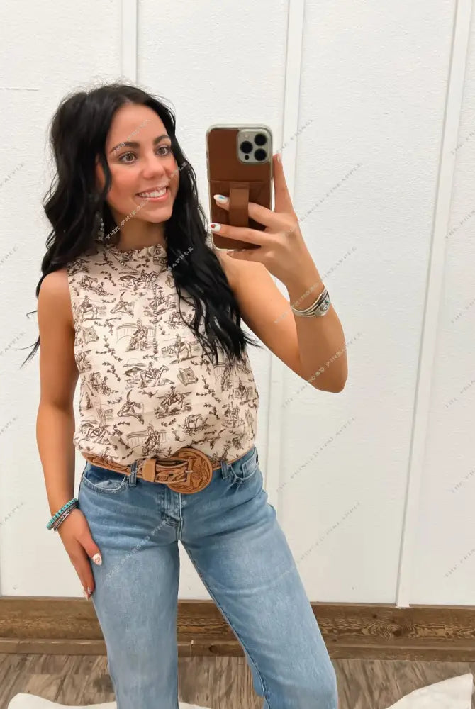 Chic Cowday’s Cowgirl Ruffle Neck Tank