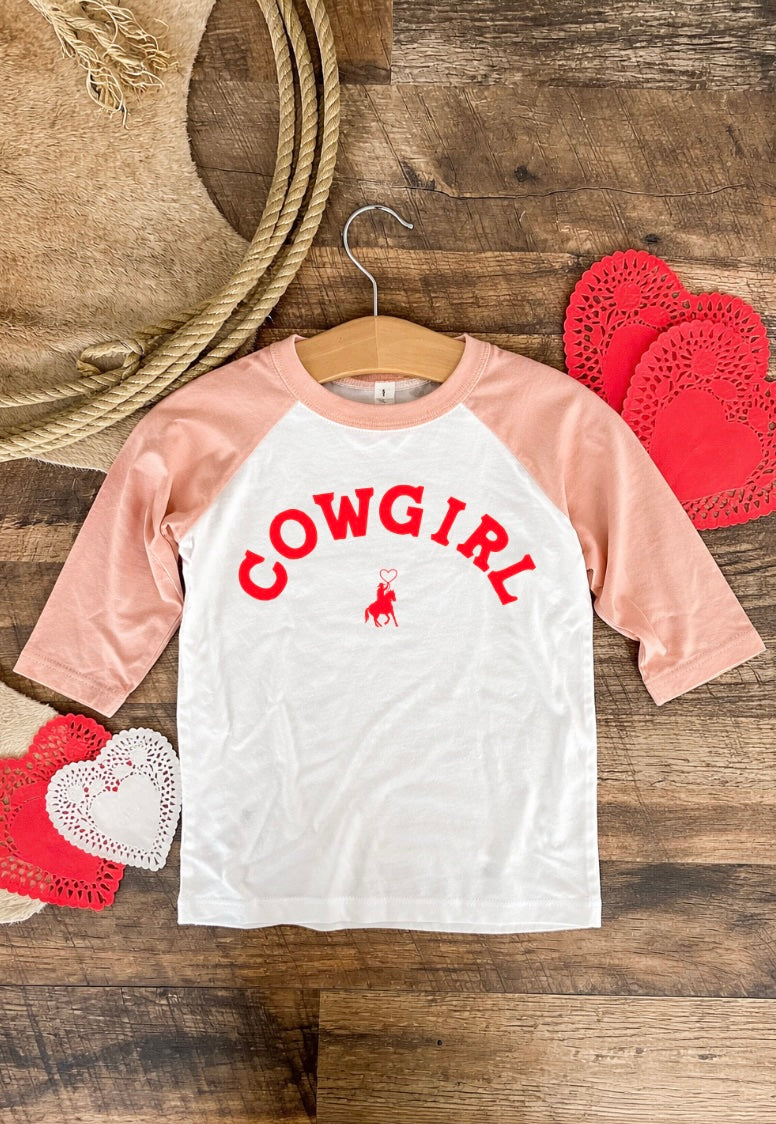 Cowgirl Raglan Tee (Toddler)(Pink/White)