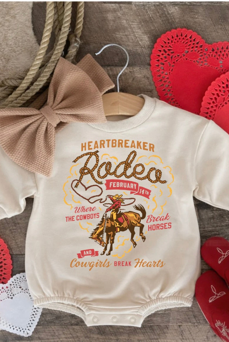 Heartbreaker Rodeo (red) Valentines Bubble Romper (Infant)((Cream)