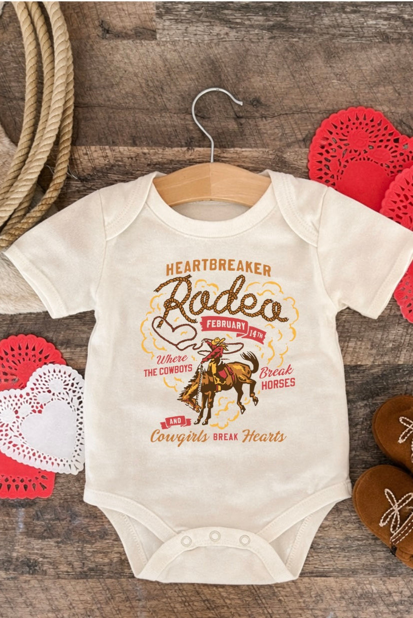 Heartbreaker Rodeo (red) Heart Valentines (Onesie/Youth Tee)(cream)
