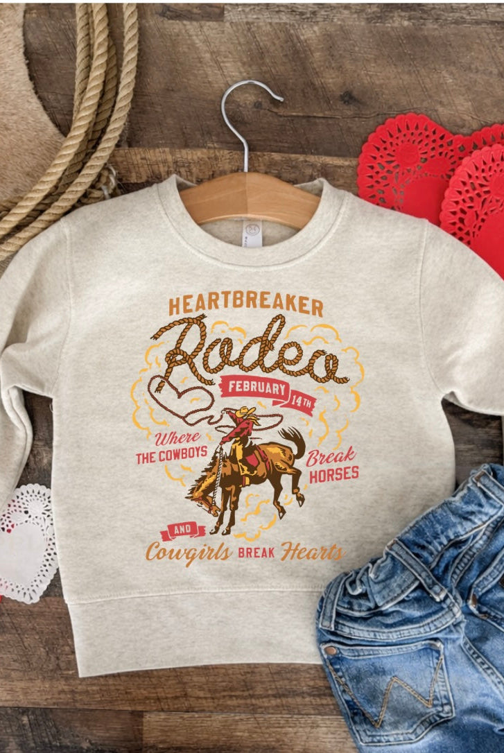 Heartbreaker Rodeo (red) Valentines Sweatshirt(Infant/Toddler/Youth)(Cream)