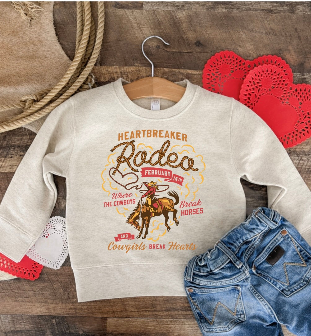 Heartbreaker Rodeo (red) Valentines Sweatshirt(Infant/Toddler/Youth)(Cream)