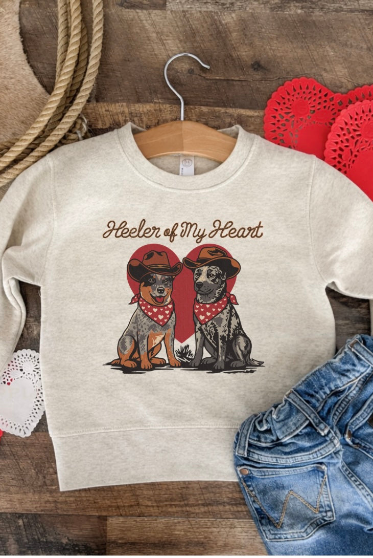 Heeler Of My Heart Valentines Sweatshirt(Infant/Toddler/Youth)(Cream)