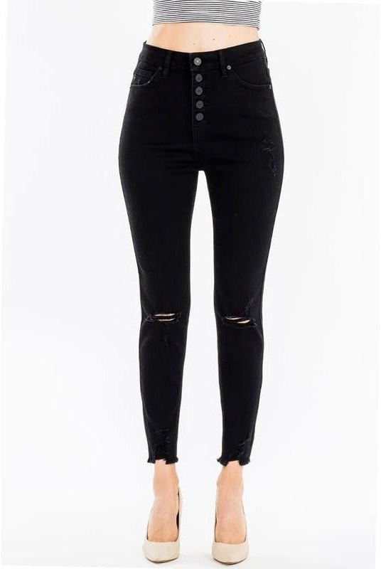Denim Darlin High Waist Distressed Jeans (black)