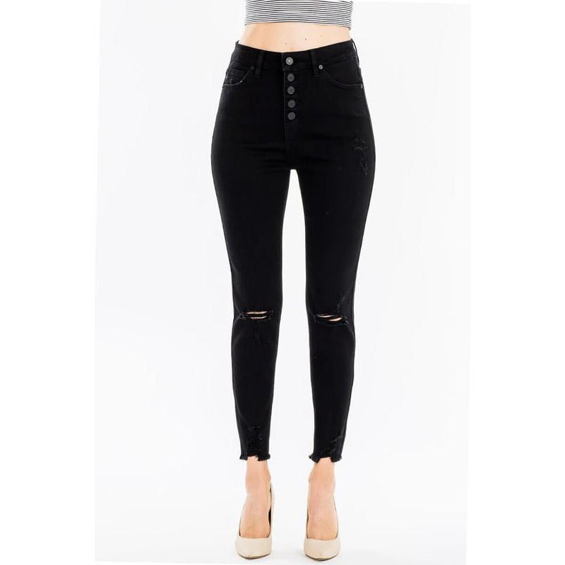 Denim Darlin High Waist Distressed Jeans (black)