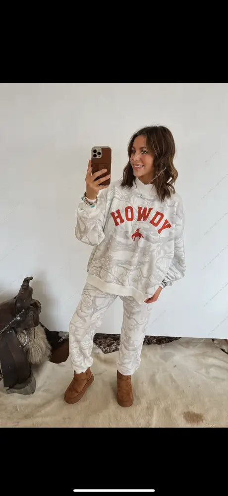 Howdy Western Oversized Mock Neck Set (Camo)