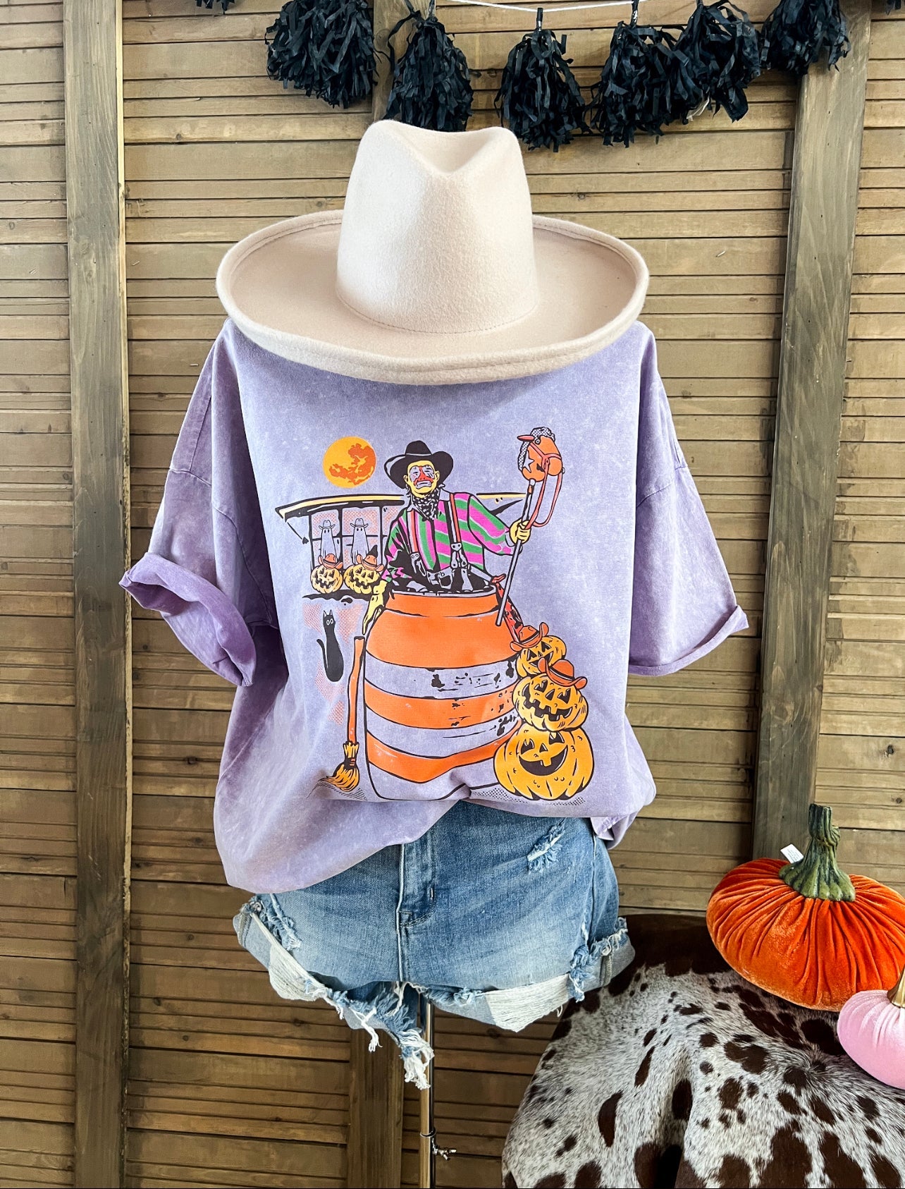 Purple Halloween Rodeo Clown Tee (purple stone)
