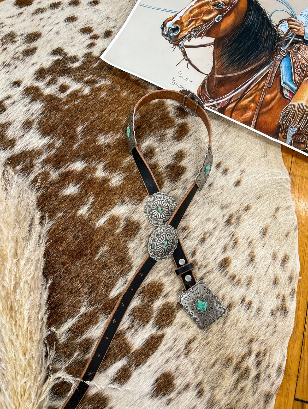 The Round Up Concho Belt(Black)