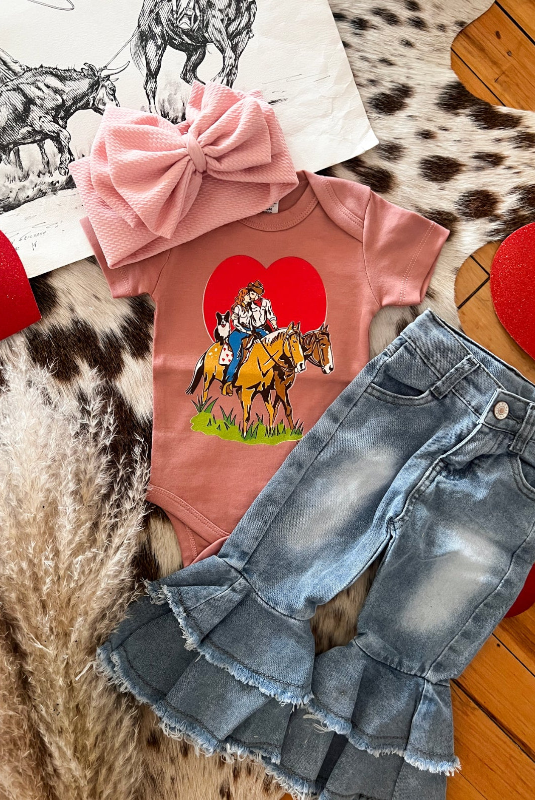 Ranch Lover Valentines(Infant-S/S Onesie)(Rose)