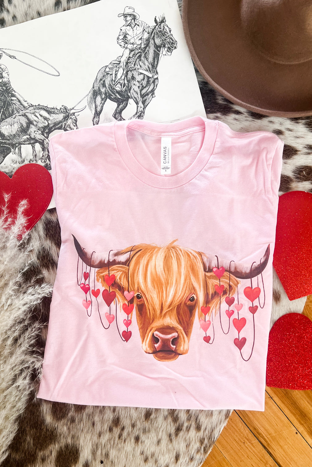 Highland Valentines Design Tee (light pink) (Adult)