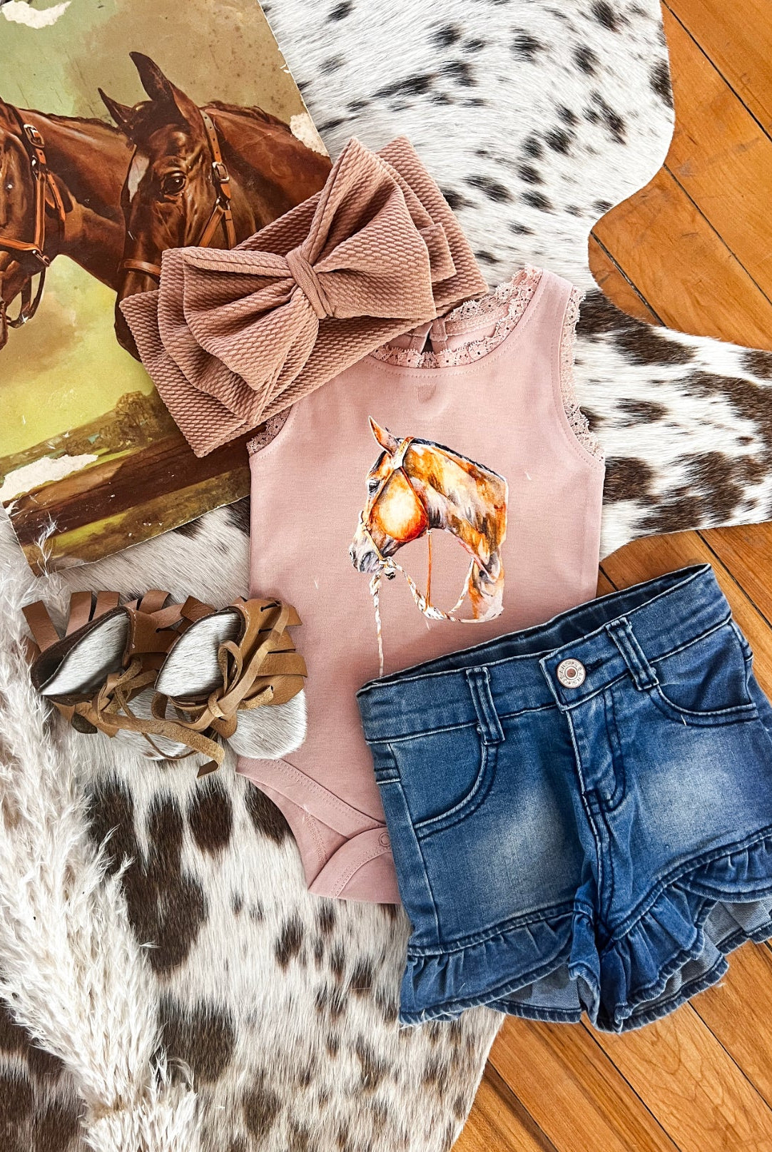 Little Cowgirl Denim Ruffle Shorts