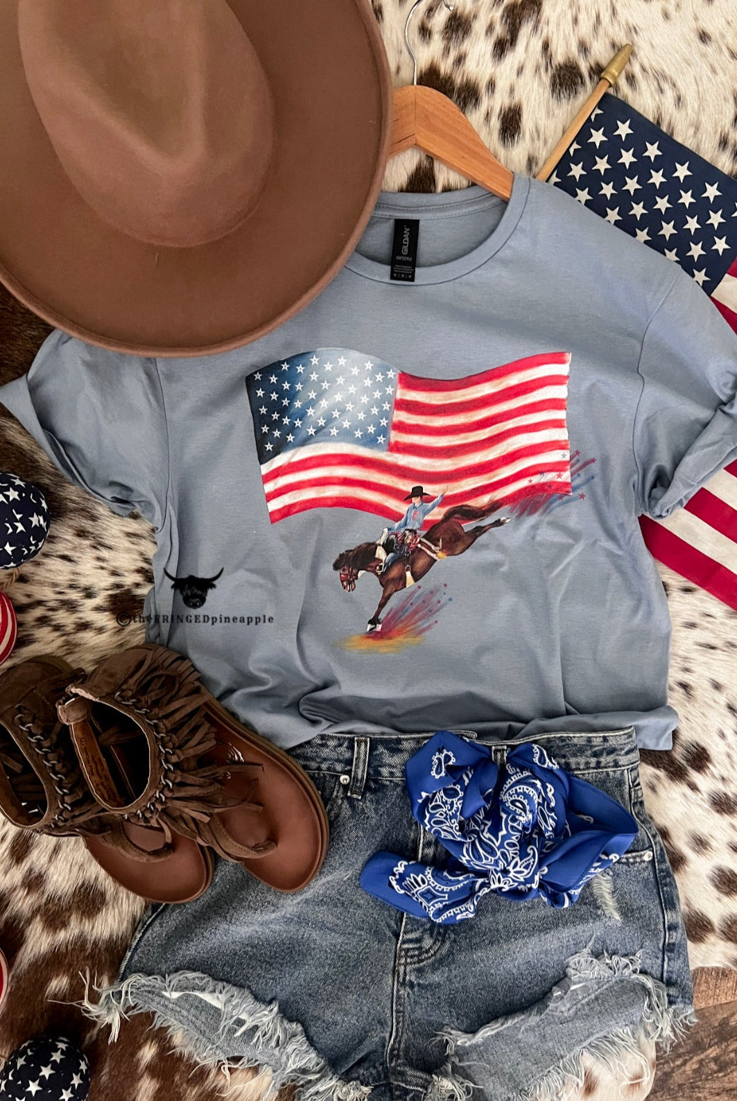 Western 4th Of July - Stardust Saddle Bronc (stone blue)