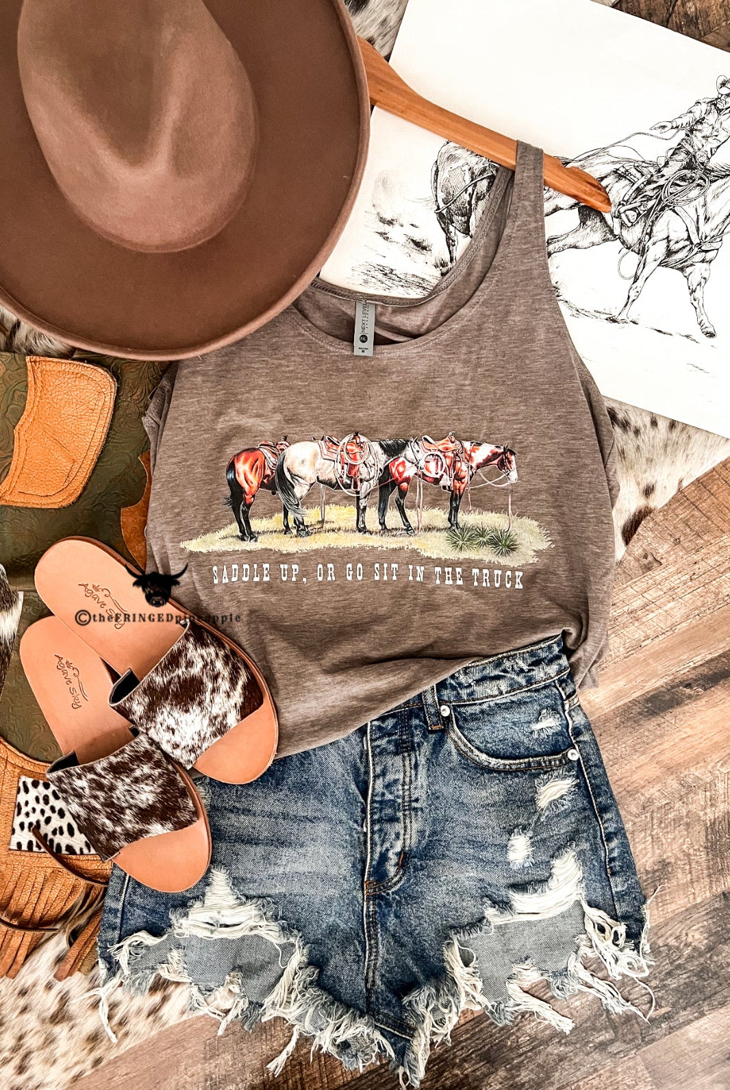 Saddle Up Tank (green/brown)