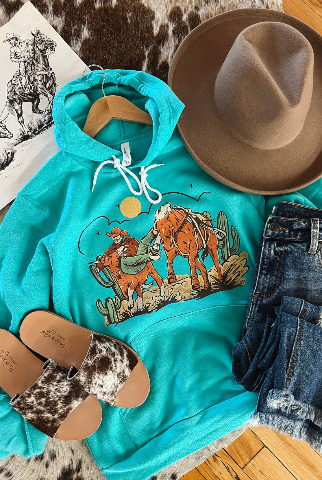 Desert Bulldogger Hoodie (Adult)(Teal)