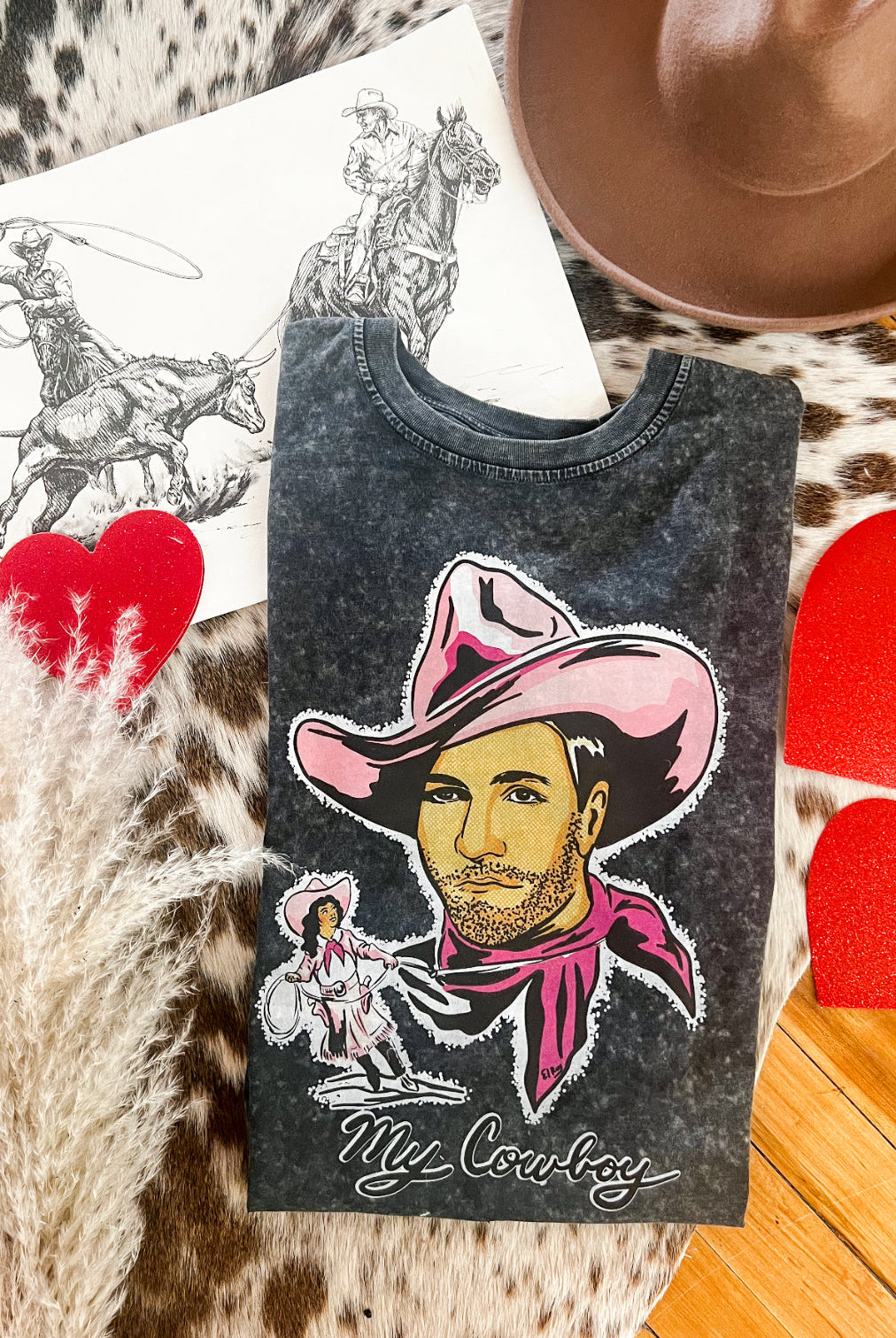 My Cowboy Valentines Tee (Black stone)