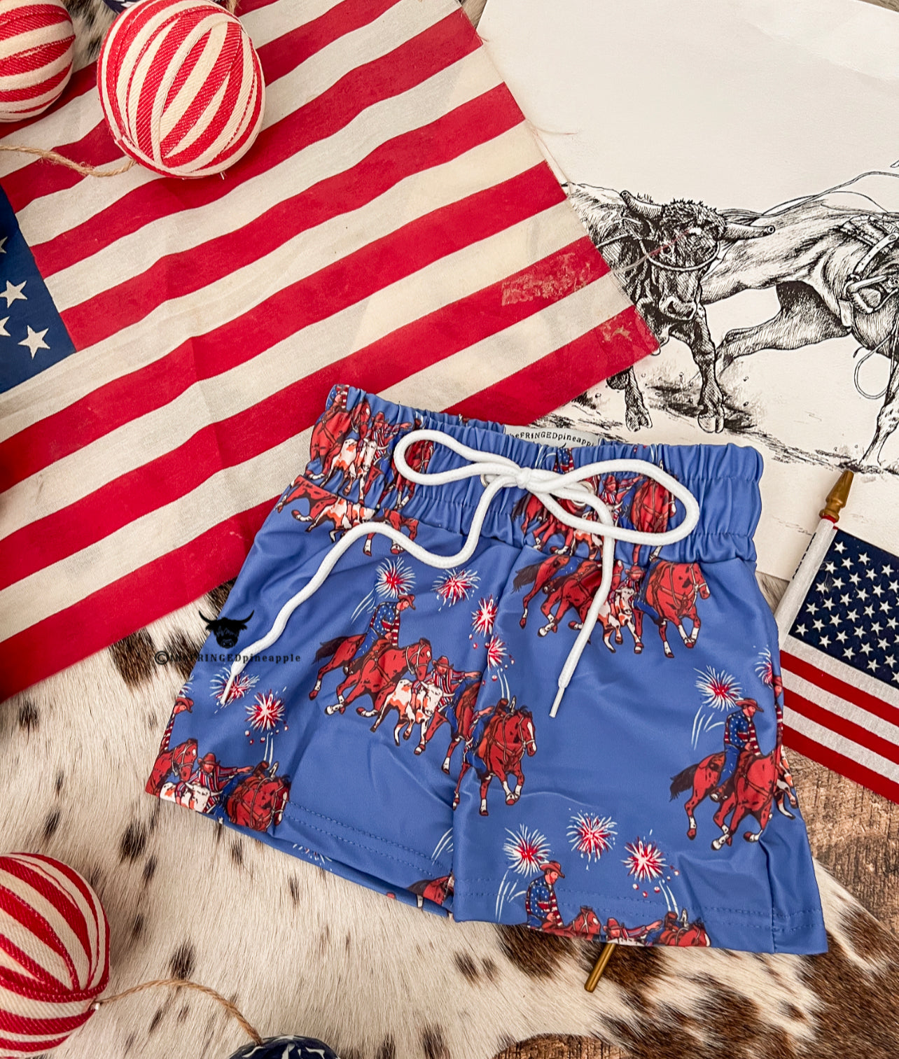 Western 4 Of July-Bulldogger Shorts(little kid)