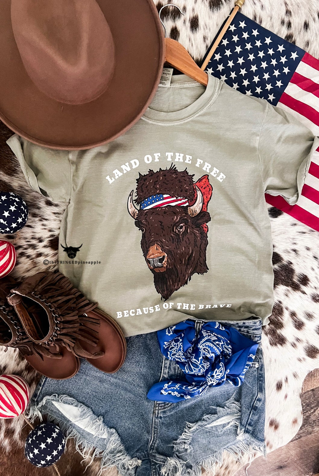 Western 4th Of July - Land Of The Free Buffalo (sandstone)