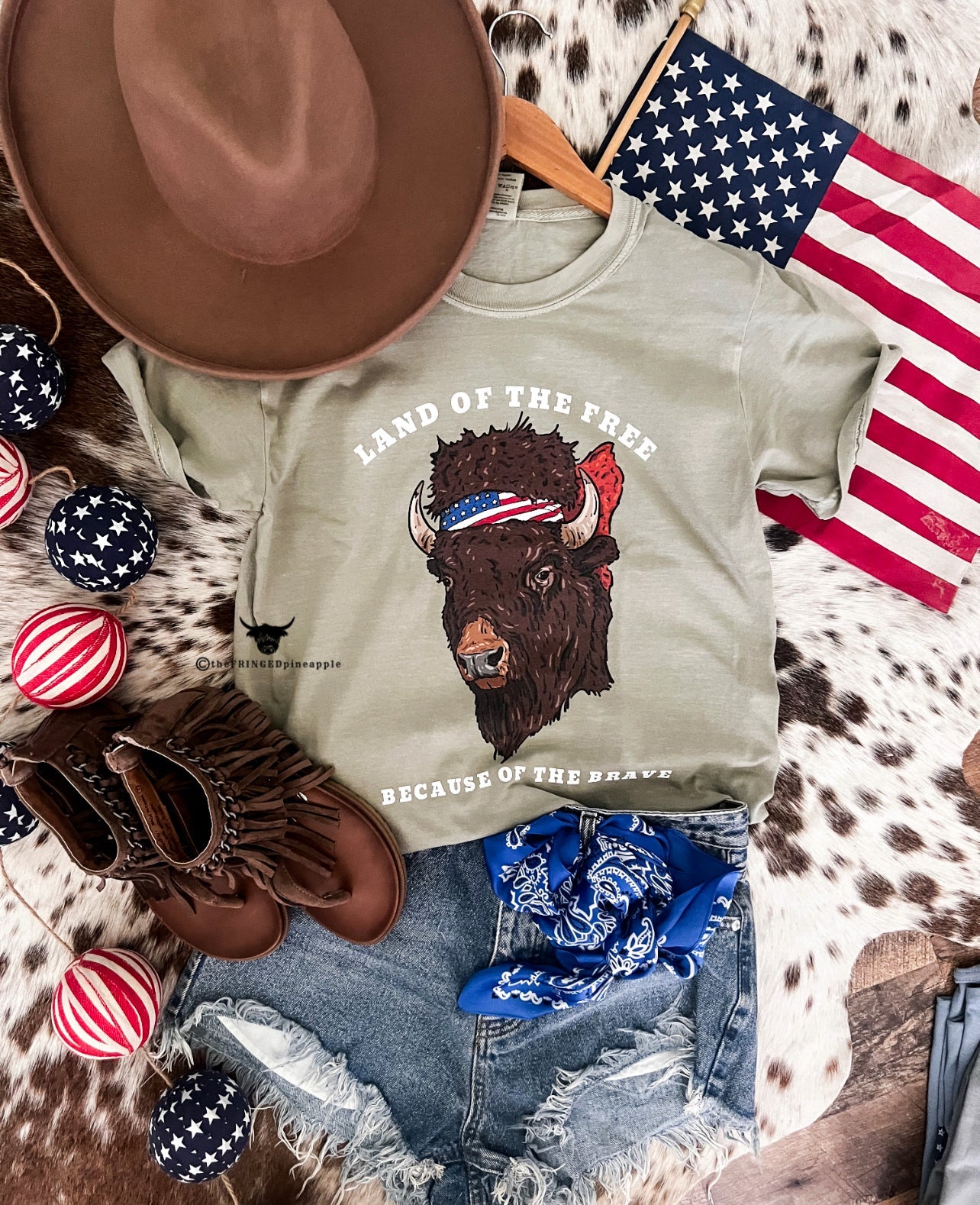 Western 4th Of July - Land Of The Free Buffalo (sandstone)