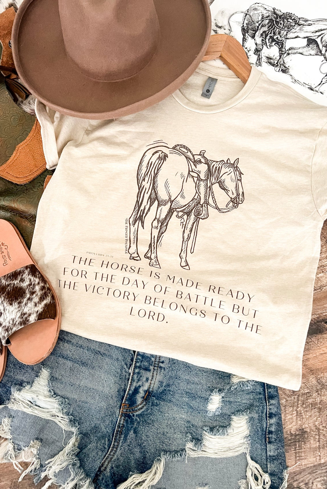 Battle Horse Tee or Sweatshirt (cream) (Adult)