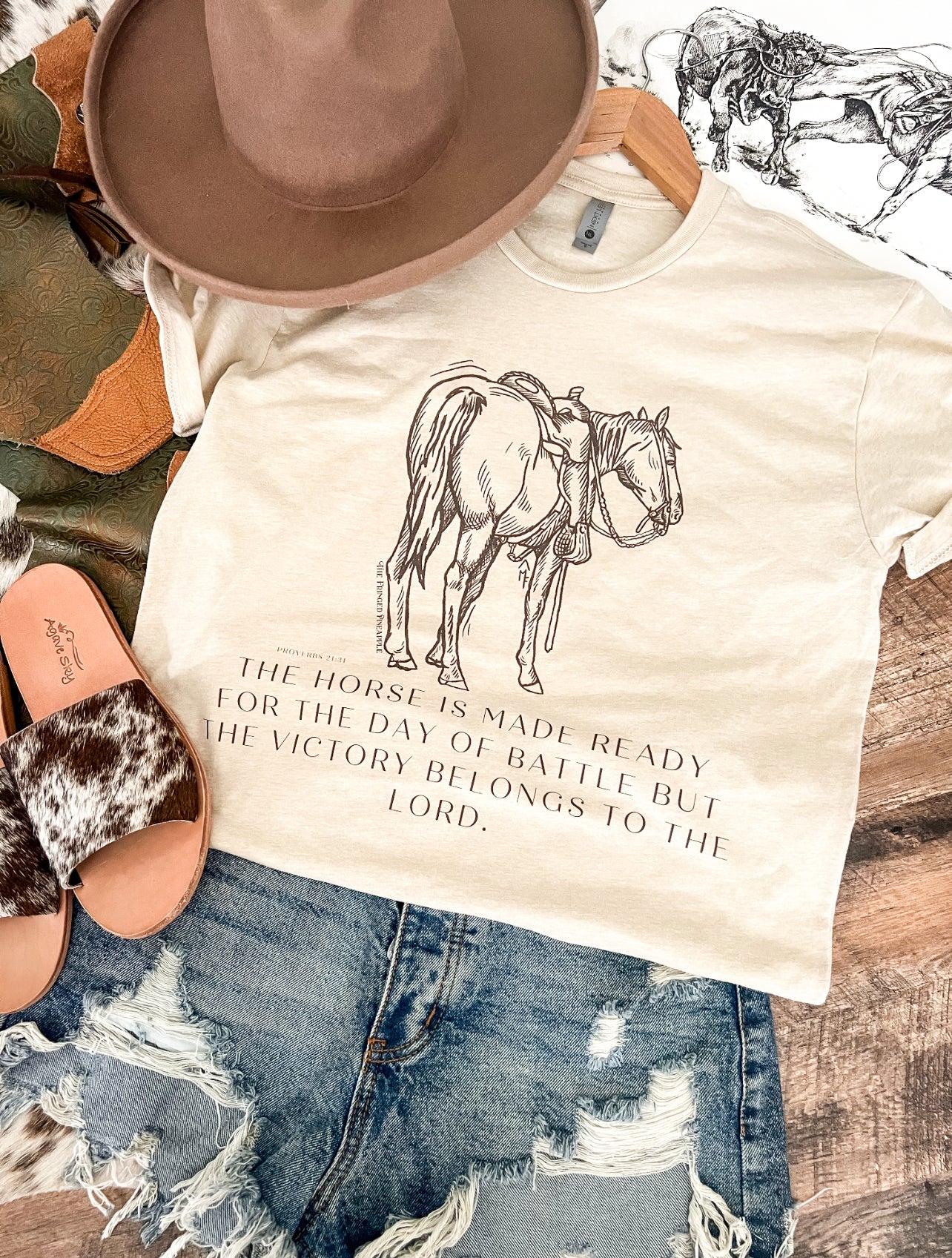 Battle Horse Tee or Sweatshirt (cream) (Adult)