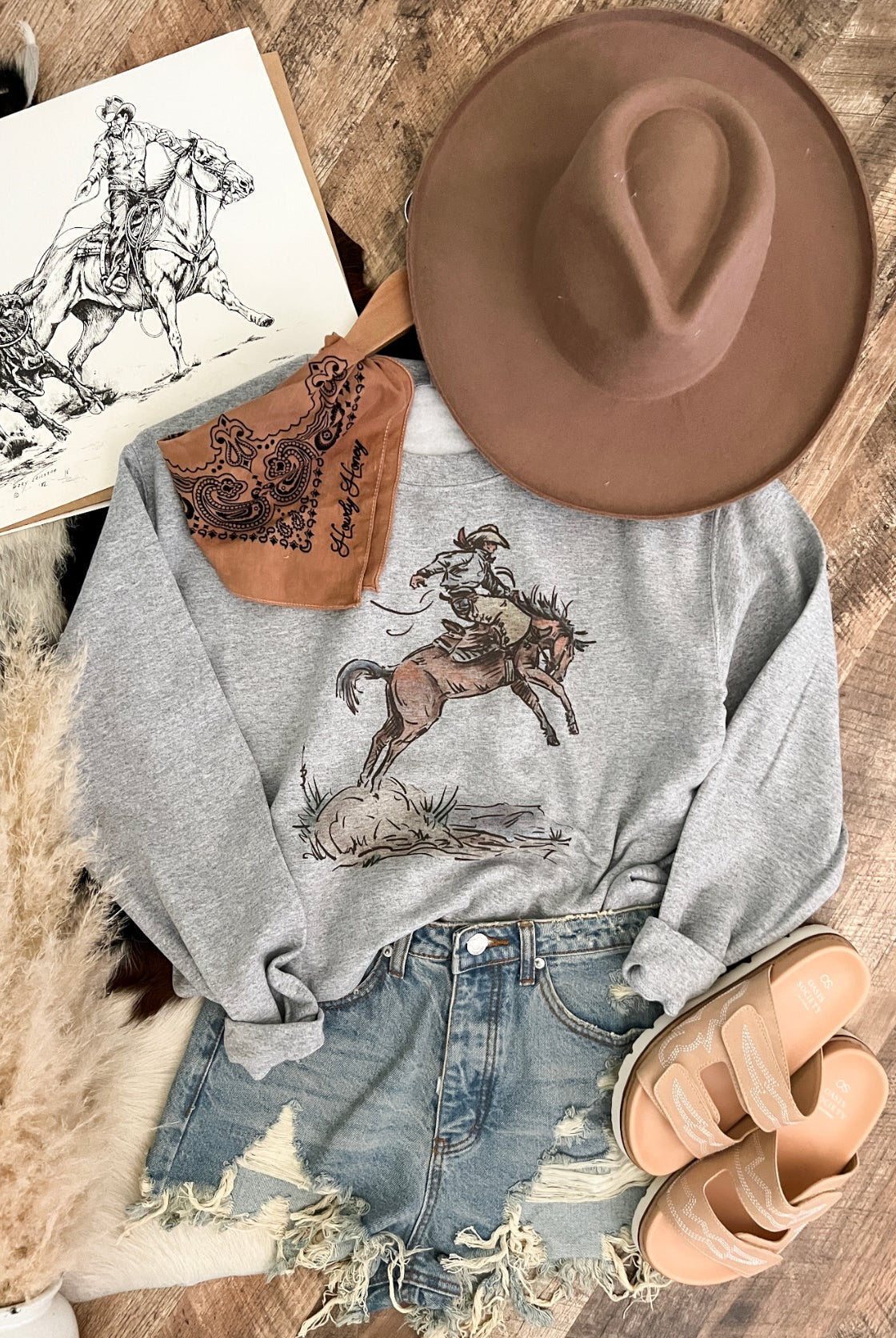 Cody Freedom Buckaroo Sweatshirt(Adult) (Grey)