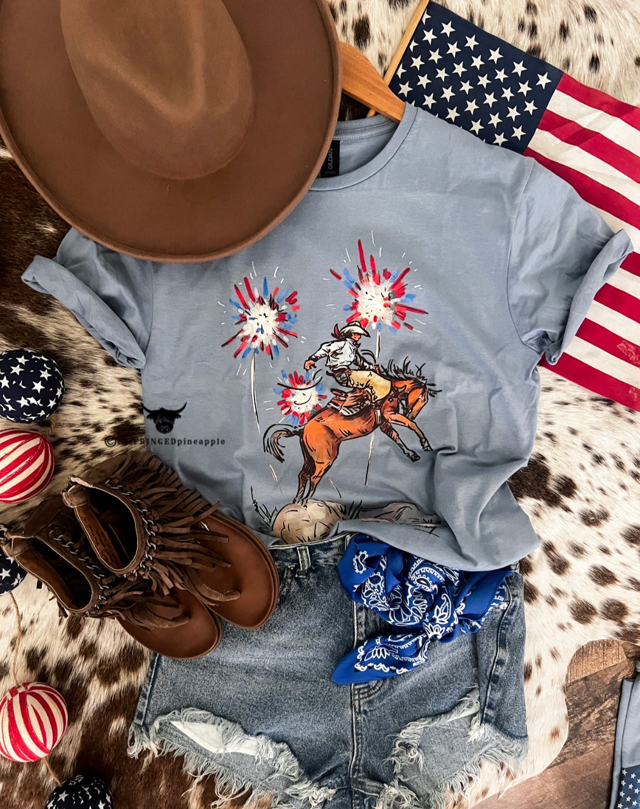 Western 4th Of July - Cody Freedom (stone blue)