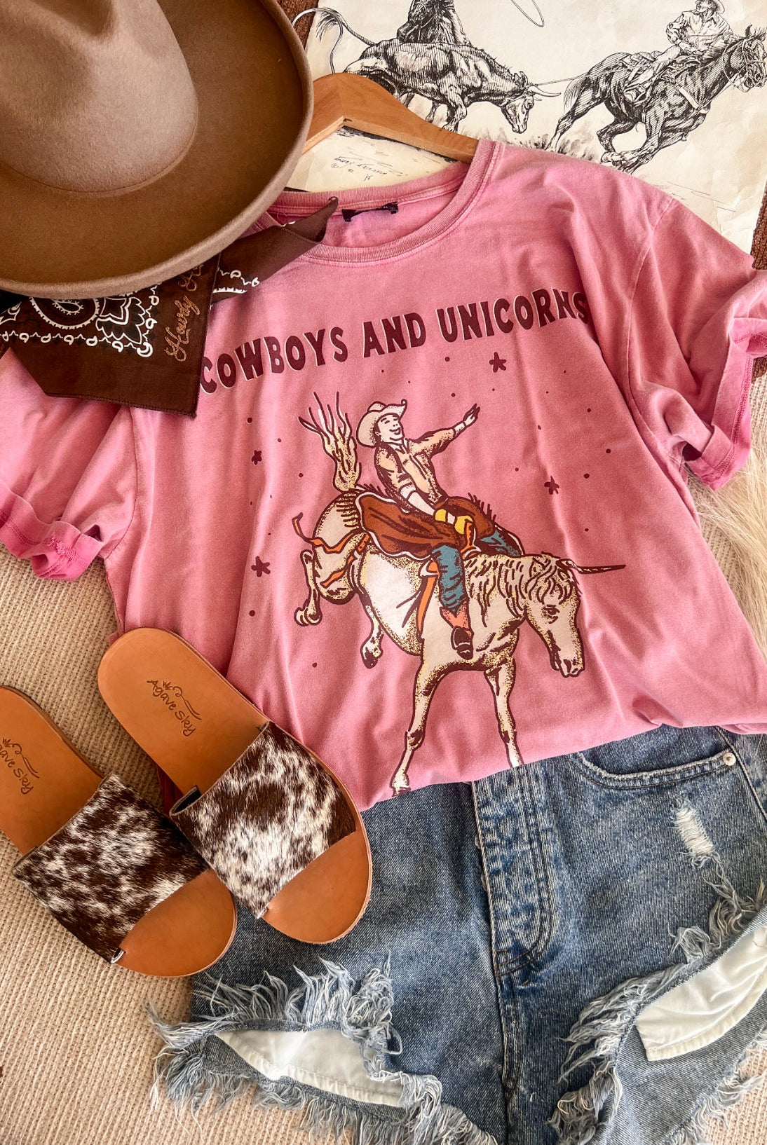 Cowboys & Unicorns TEE(Raspberry Pink)