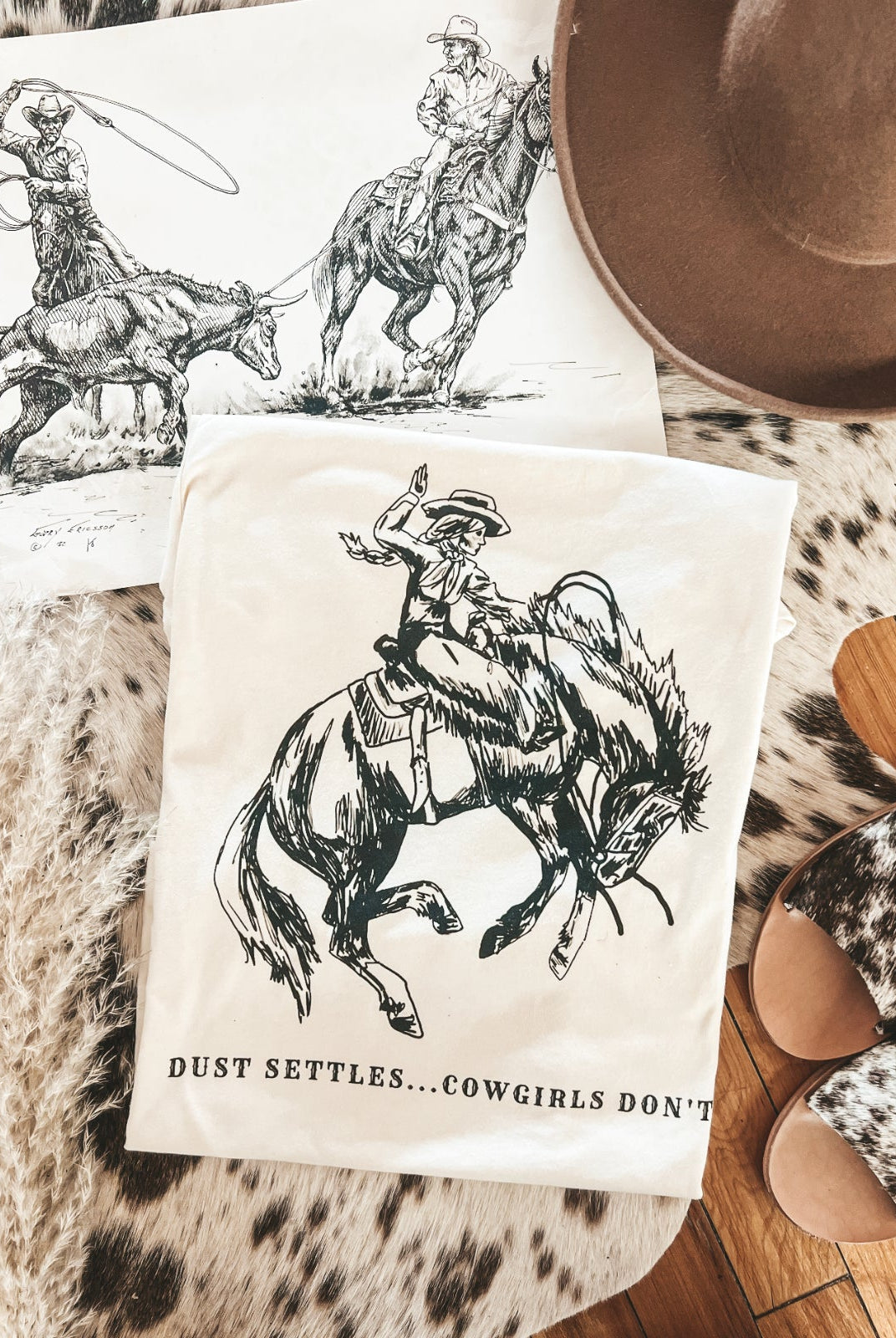 Dust Settles Cowgirls Design (Youth Onesie/Tee)(cream)