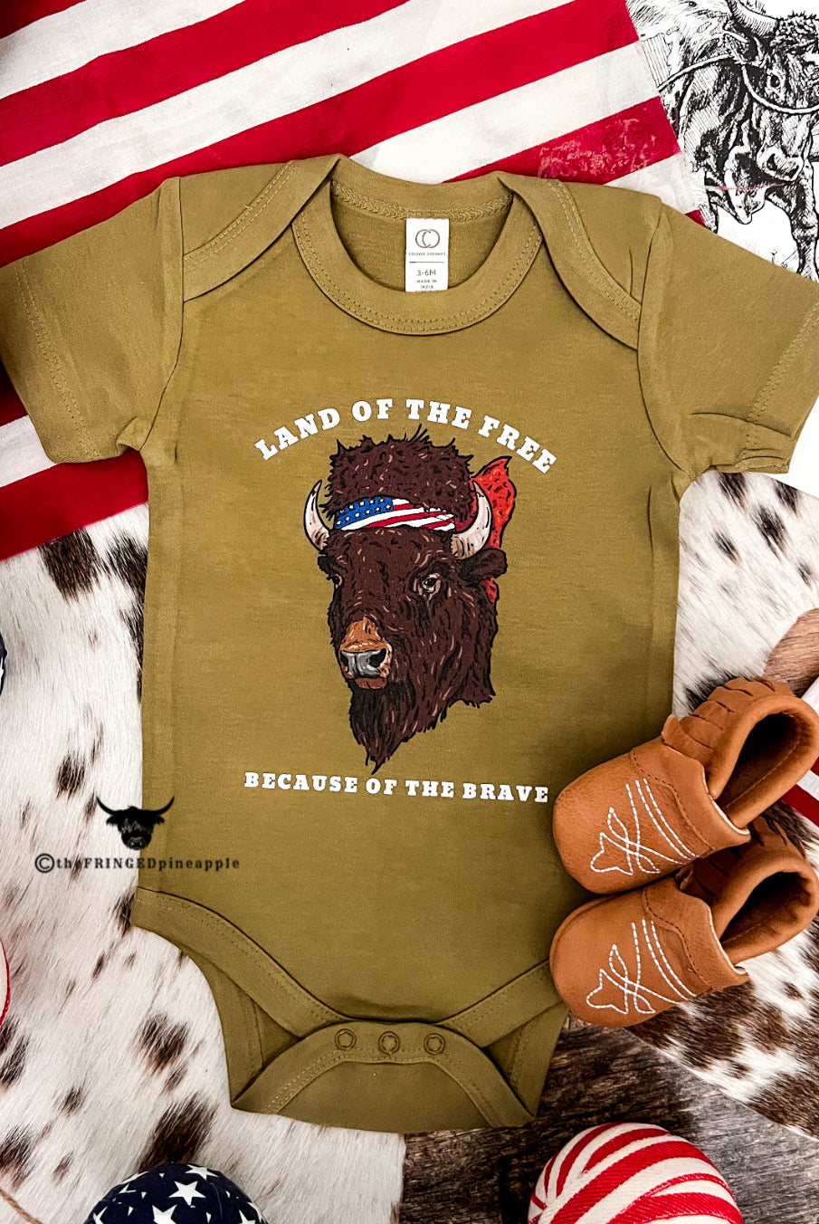 Western 4th Of July - Land Of The Free Buffalo (Infant/Toddler/Youth)