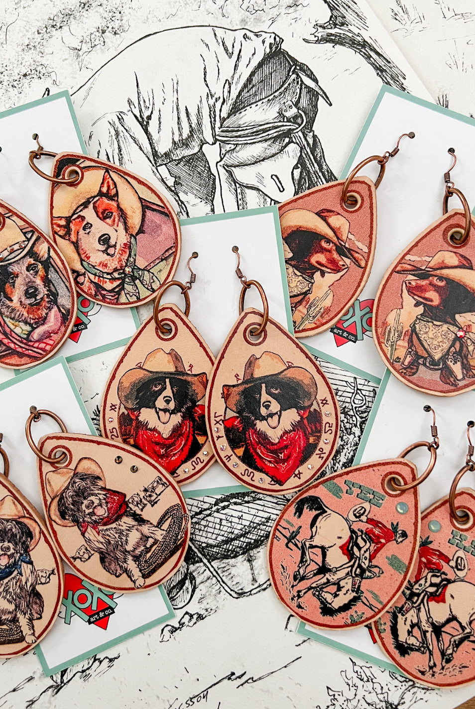 Western Cowdogs & Cowboys Earrings.
