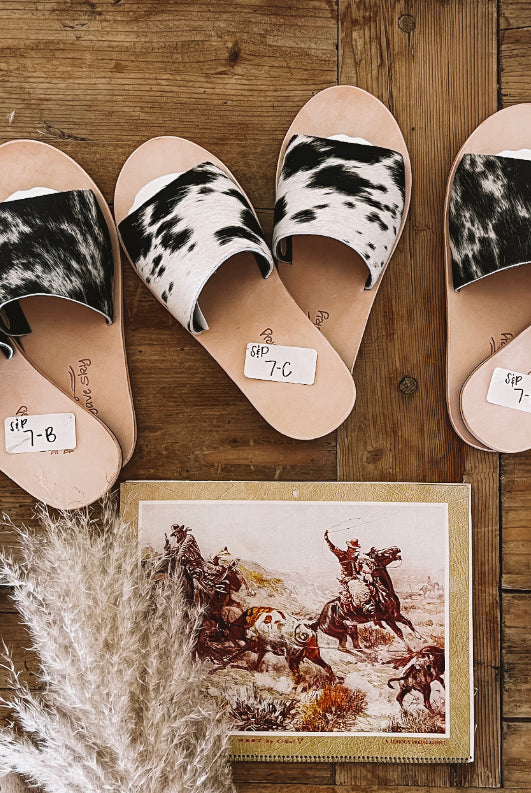 Cowhide Slides (Salt & Pepper)