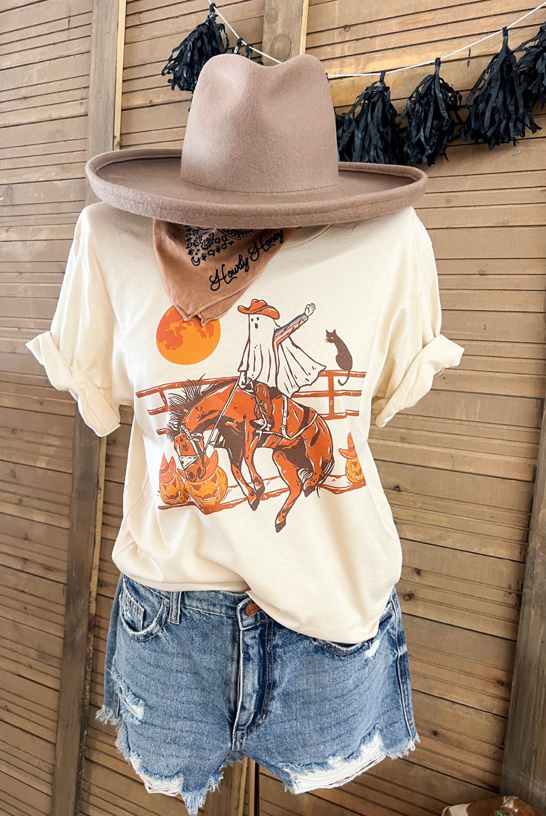 Ghost Cowboy Tee/Sweatshirt(No Words Fringed exclusive)(cream)