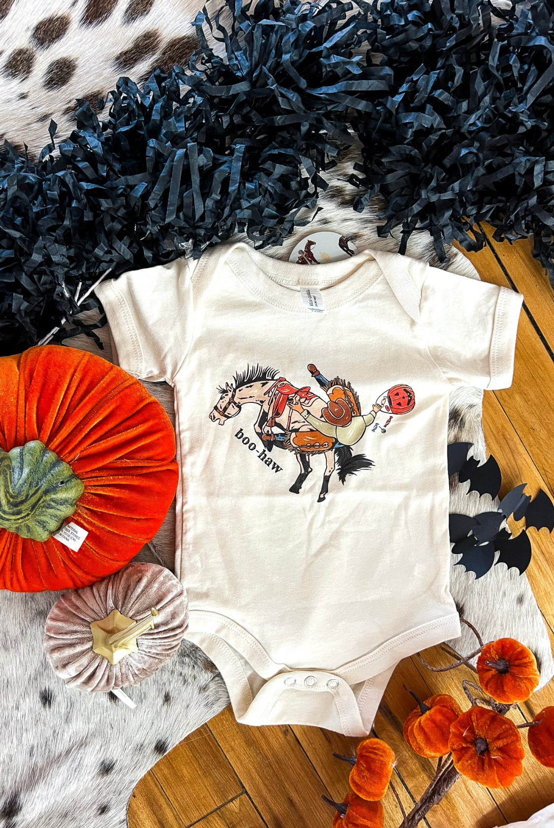 Buckoff Boo-Haw Cowboy Halloween Design (Youth Onesie/Tee)(cream)