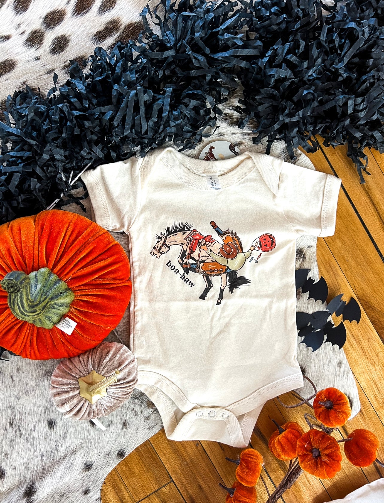 Buckoff Boo-Haw Cowboy Halloween Design (Youth Onesie/Tee)(cream)