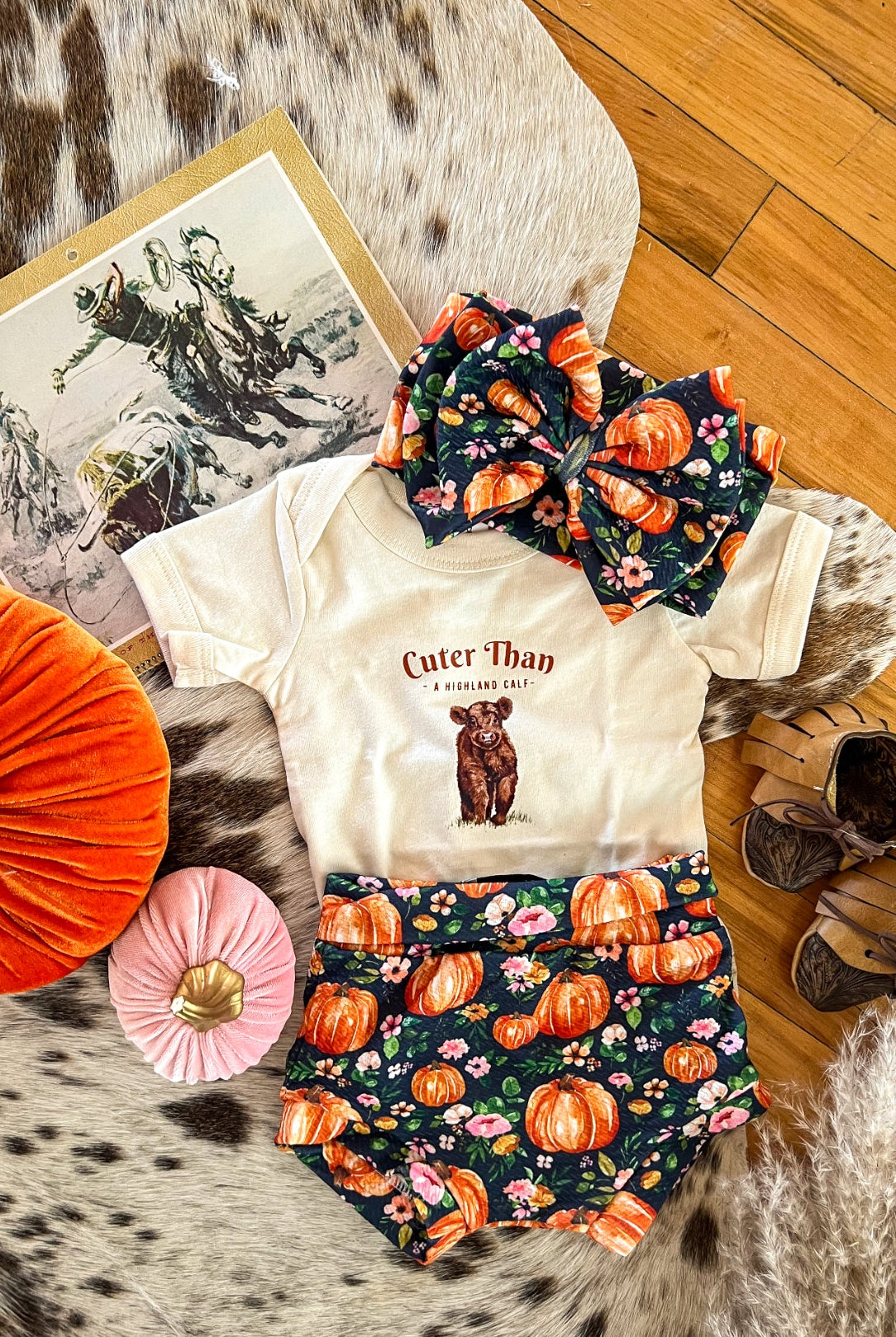 Sweet Pumpkin Bummie & Bow(Little Kid)(Black)