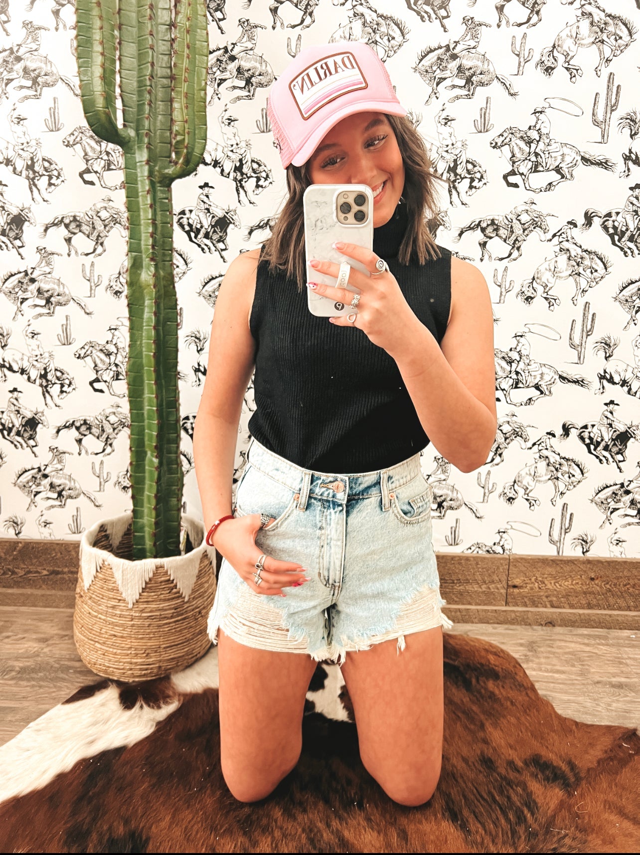 High Rise Angel Eyes Denim Shorts(S7412)