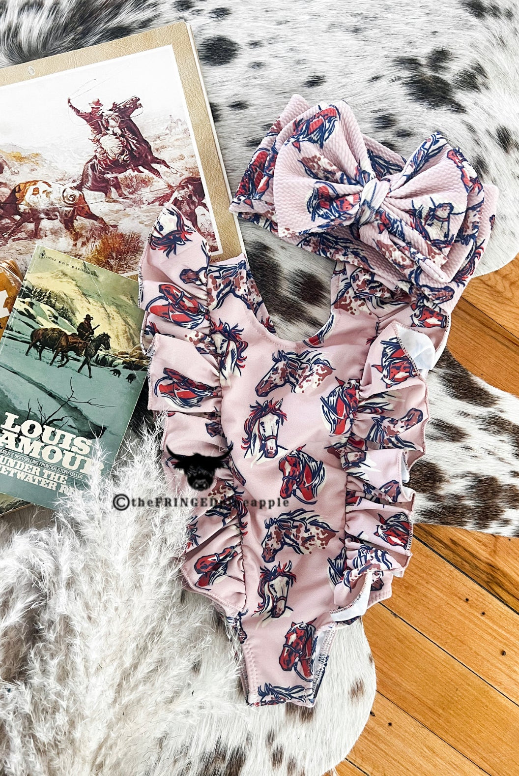 Ride The Pony(WildHorses)Rose Ruffle Swimsuit 0-3m (4xs)