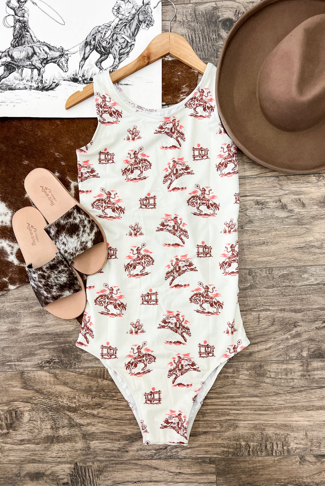 Sunset Cowgirl One Piece Swimsuit(womens)(final sale)