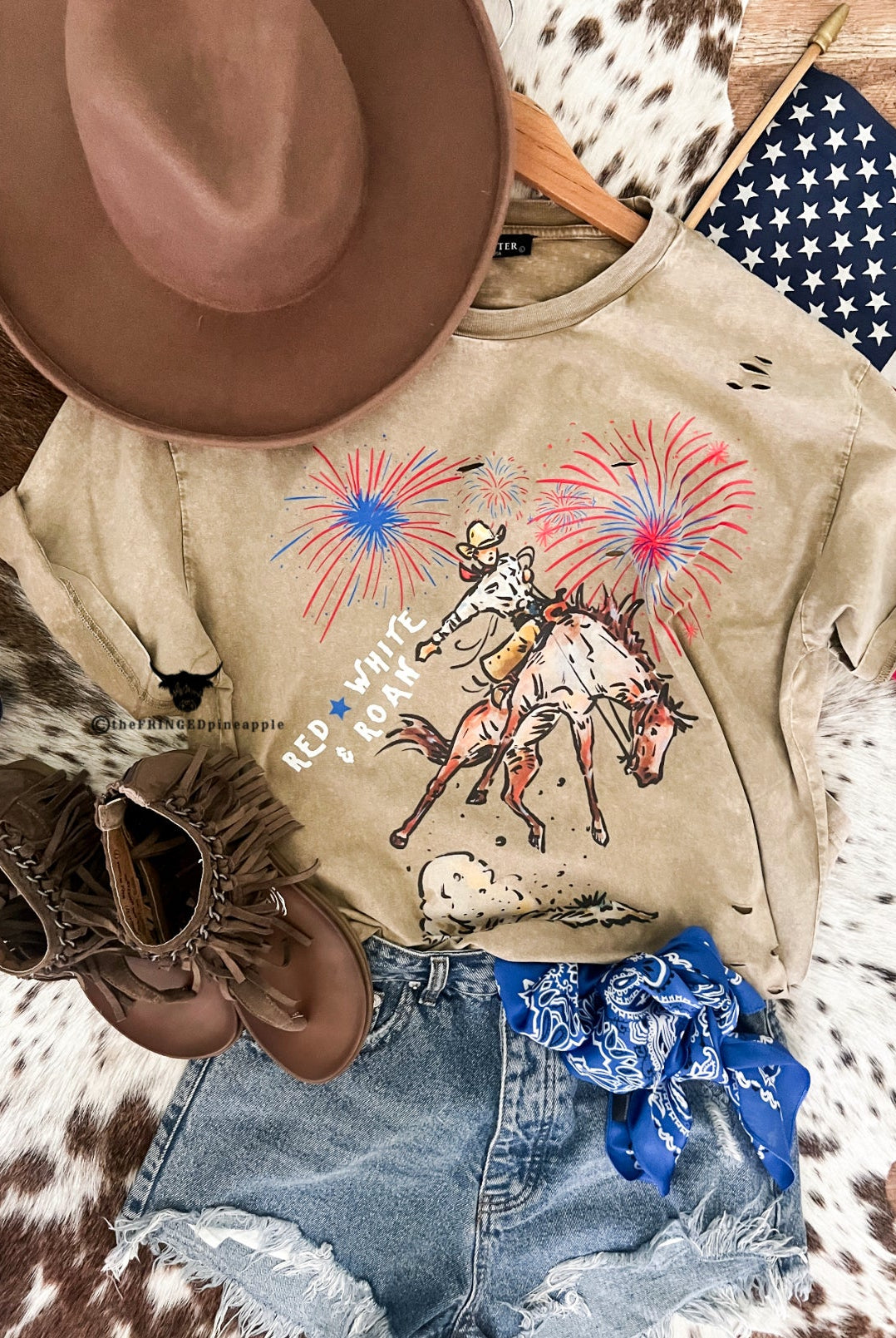 Western 4th Of July - REd,white,roan (Camel)