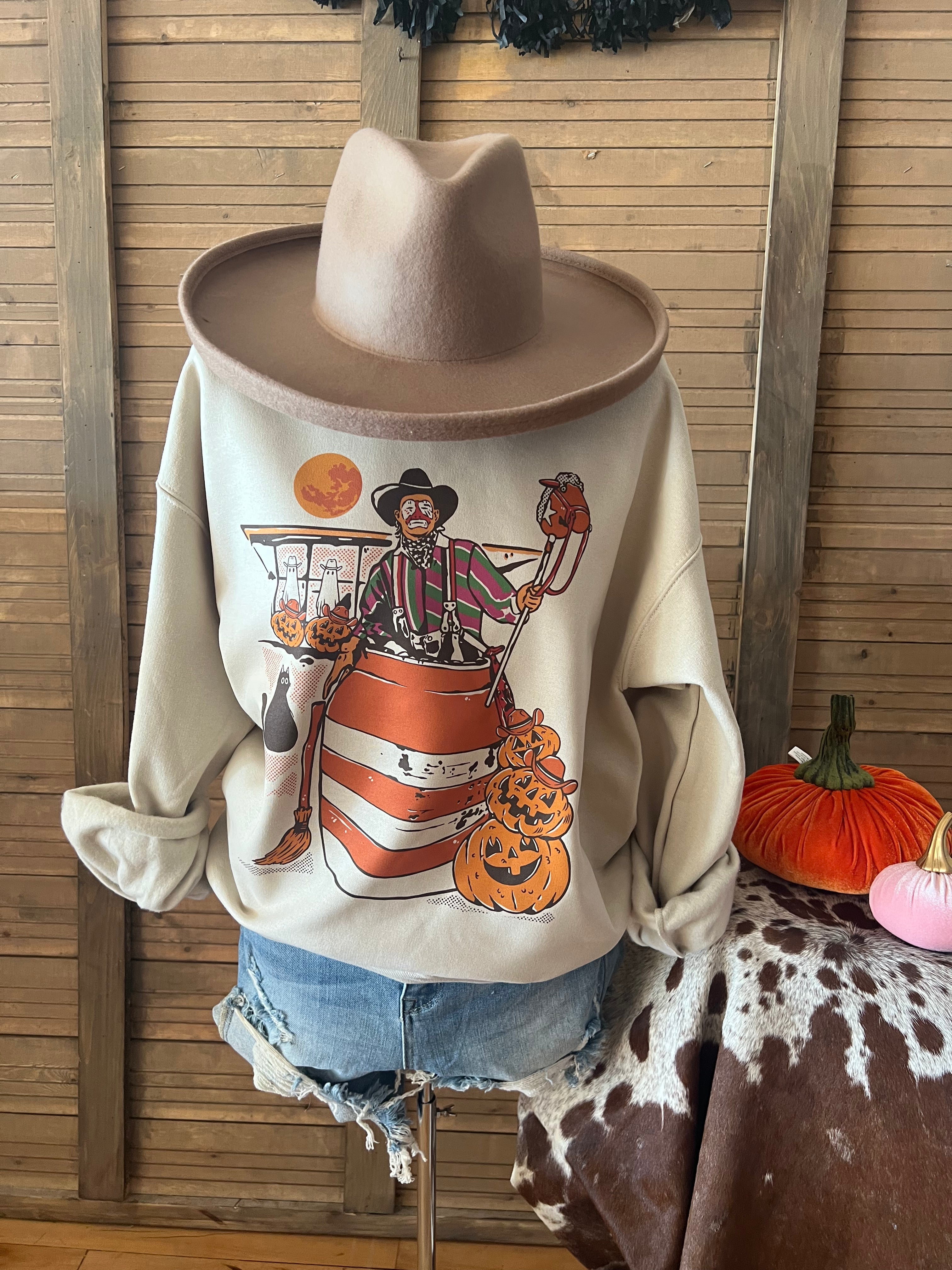 Halloween Rodeo Clown Sweatshirt(sand)