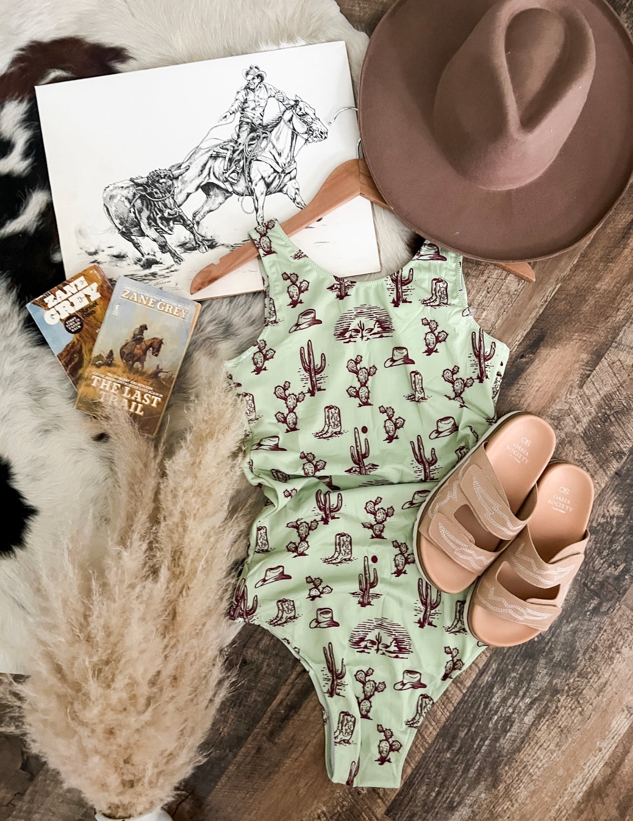 Desert Cowboy Boots One Piece Swimsuit(womens)(final sale)